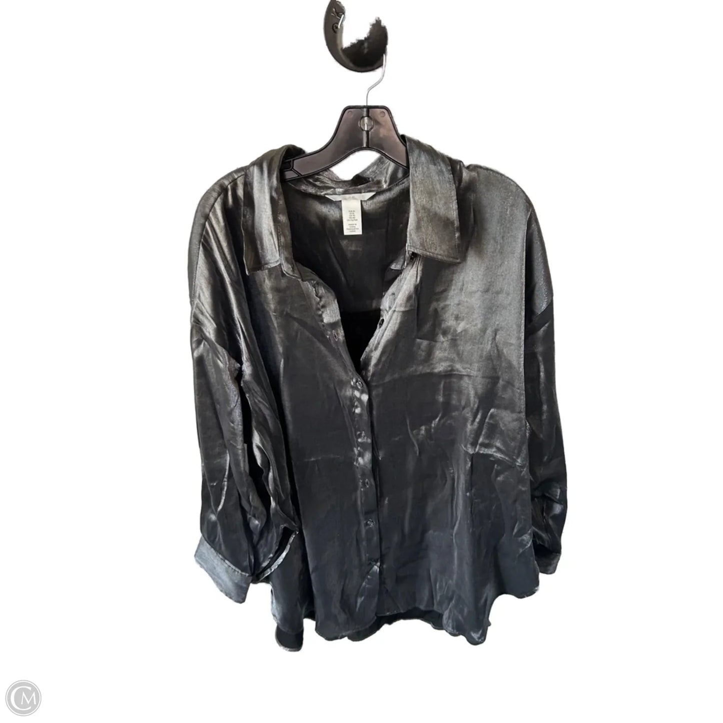 Top Long Sleeve By H&m In Silver, Size: Xl