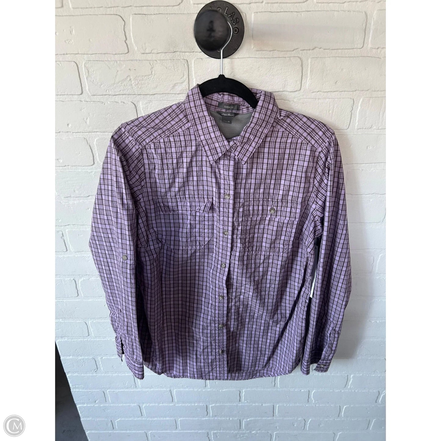 Top Long Sleeve By Eddie Bauer In Brown & Purple, Size: M
