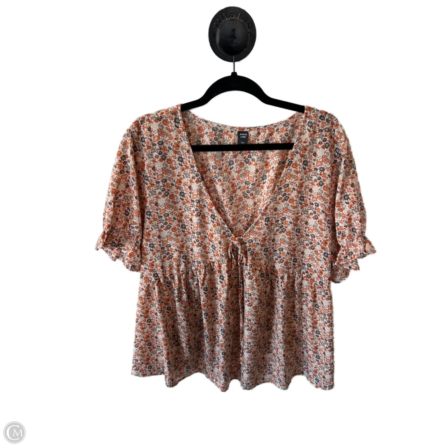 Top Short Sleeve By Shein In Blue & Orange, Size: 1x