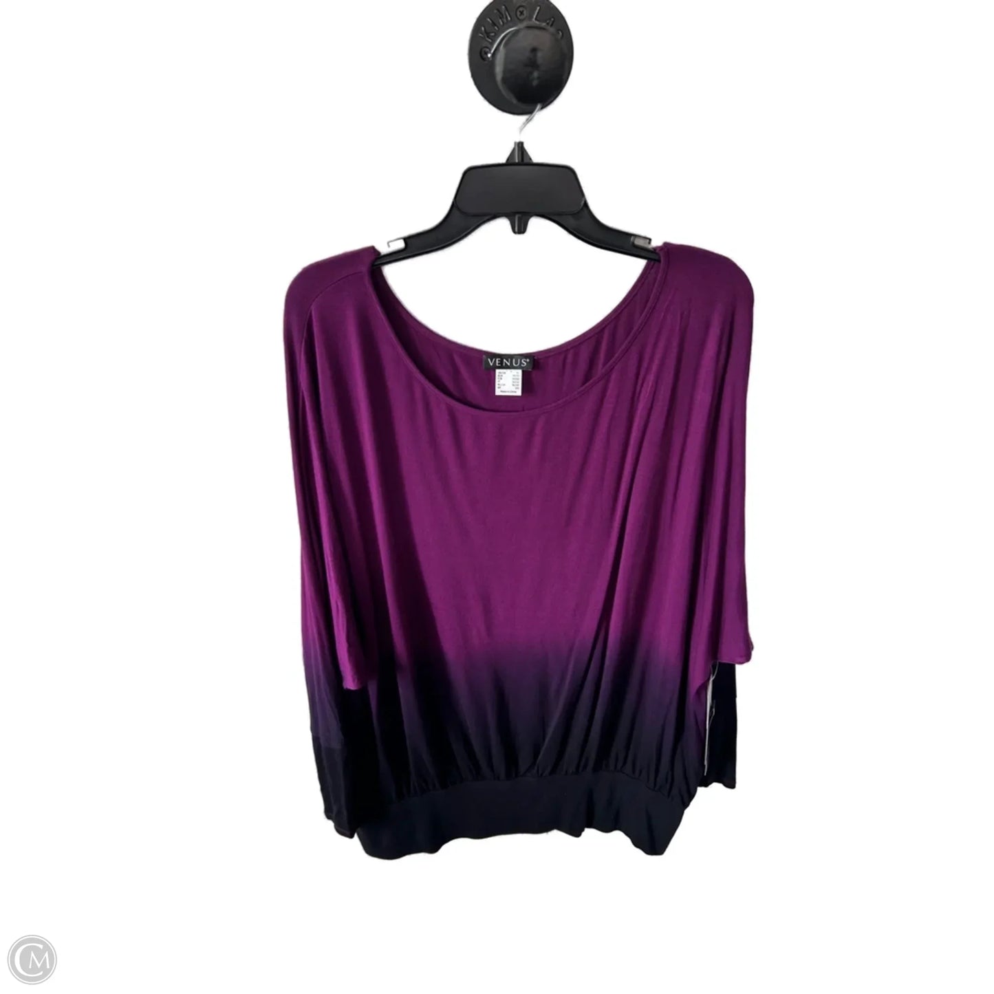 Top Long Sleeve By Venus In Black & Purple, Size: Xl