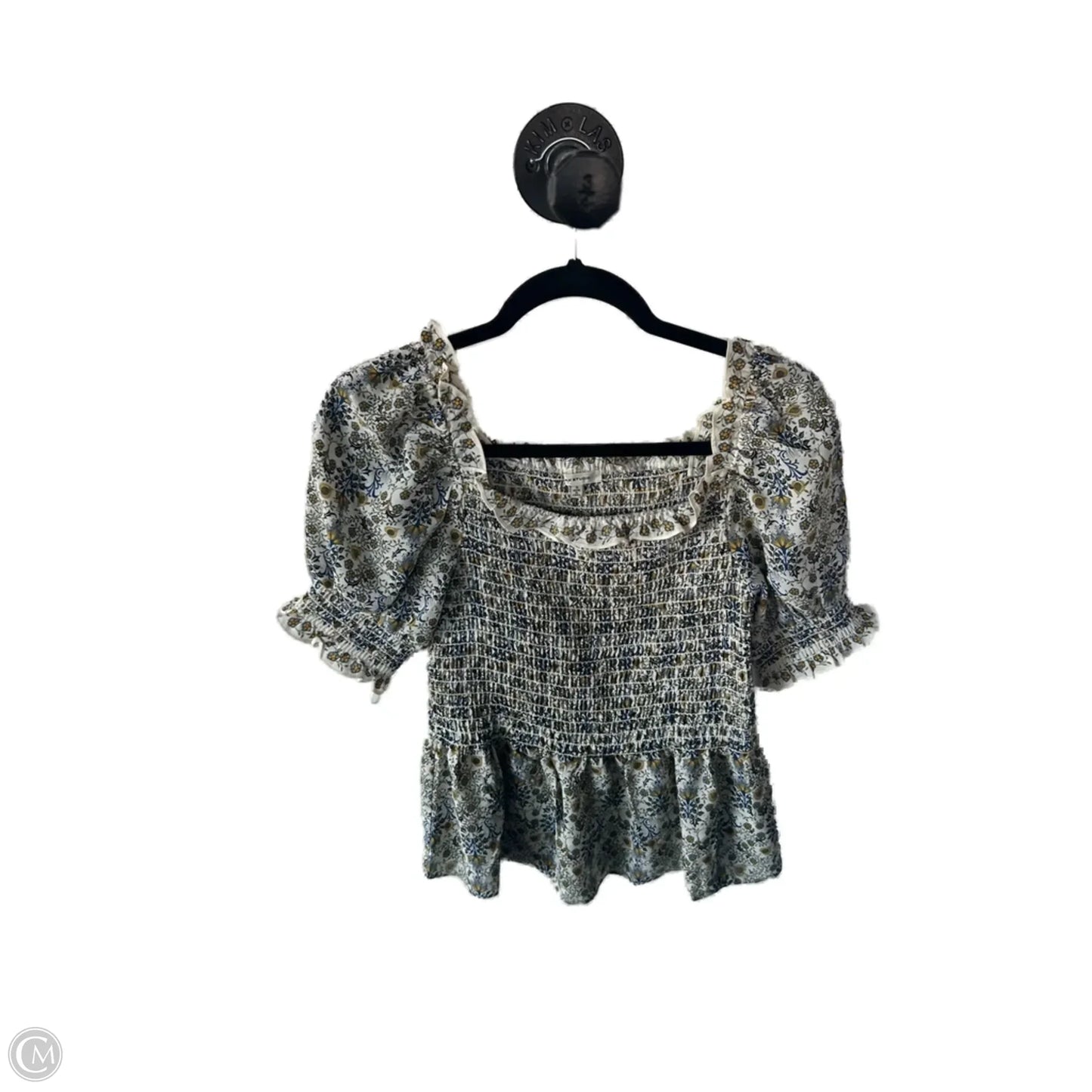 Top Short Sleeve By Max Studio In Green & Tan, Size: S