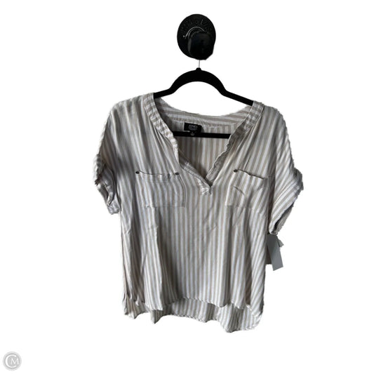 Top Short Sleeve By Jones New York In Tan & White, Size: L