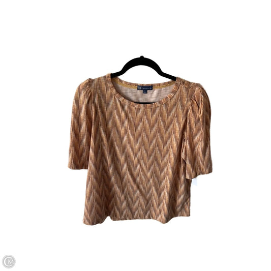 Top Short Sleeve By Democracy In Brown & Yellow, Size: L