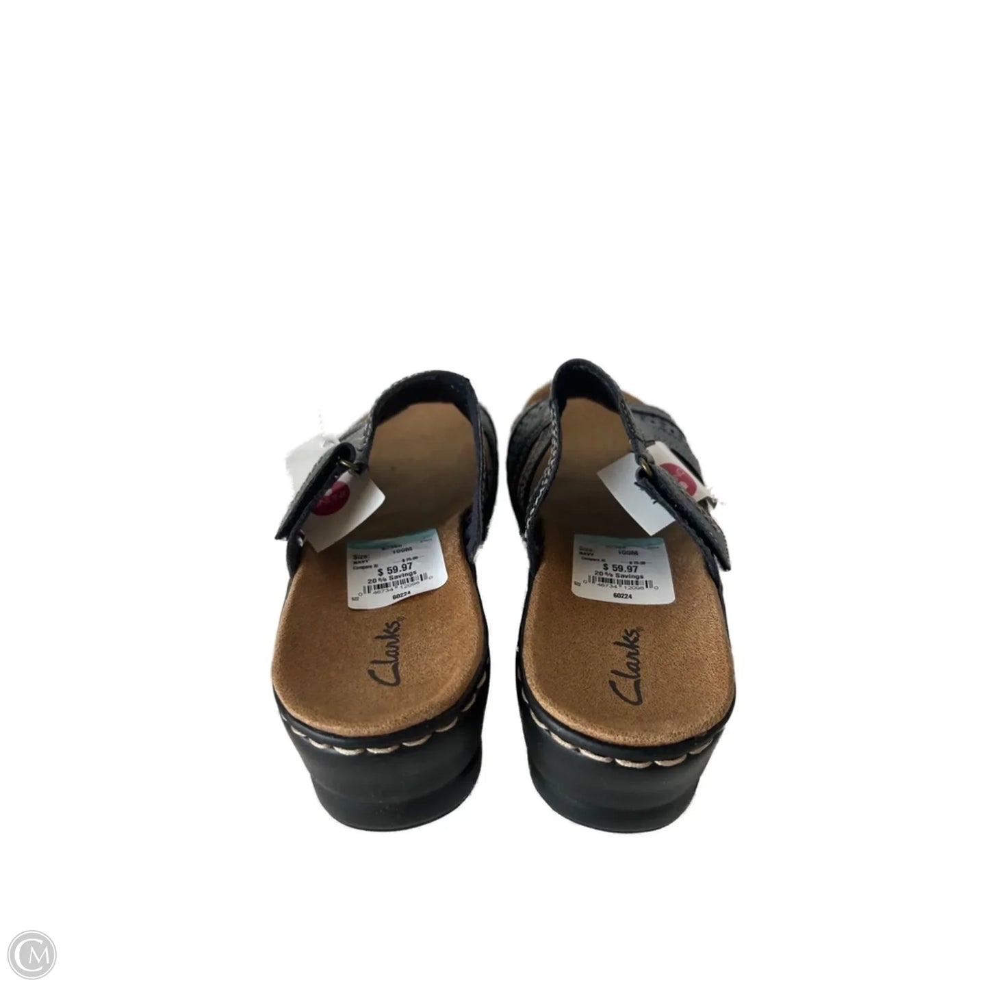 Sandals Heels Wedge By Clarks In Black & Blue, Size: 10