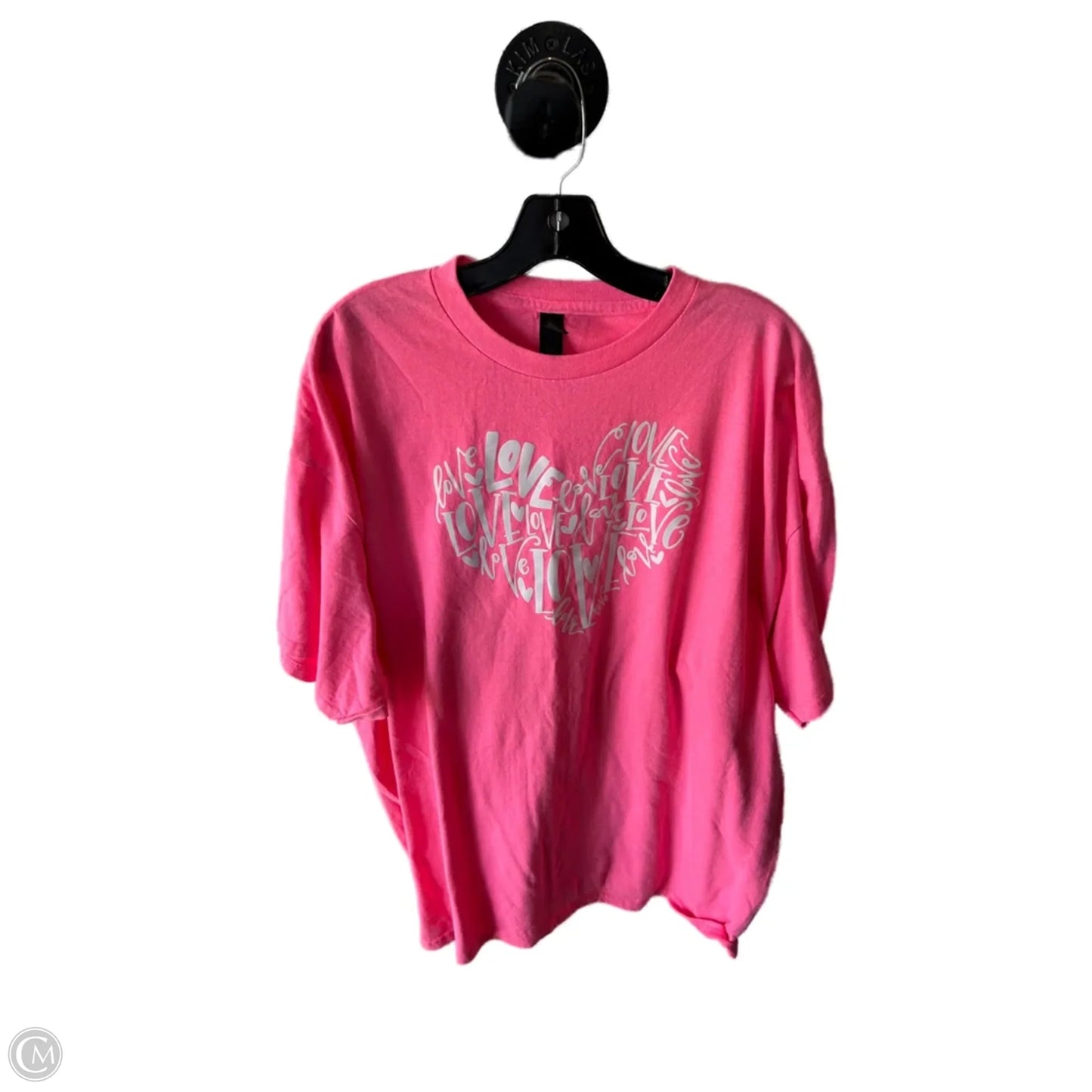 Top Short Sleeve Basic By Gildan In Pink & White, Size: 2x