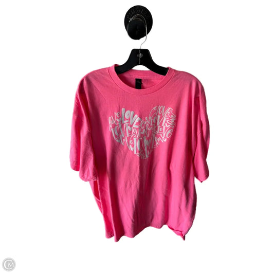 Top Short Sleeve Basic By Gildan In Pink & White, Size: 2x