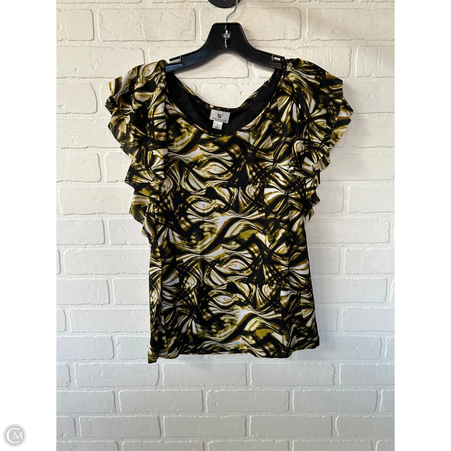 Top Short Sleeve By Worthington In Black & Green, Size: S