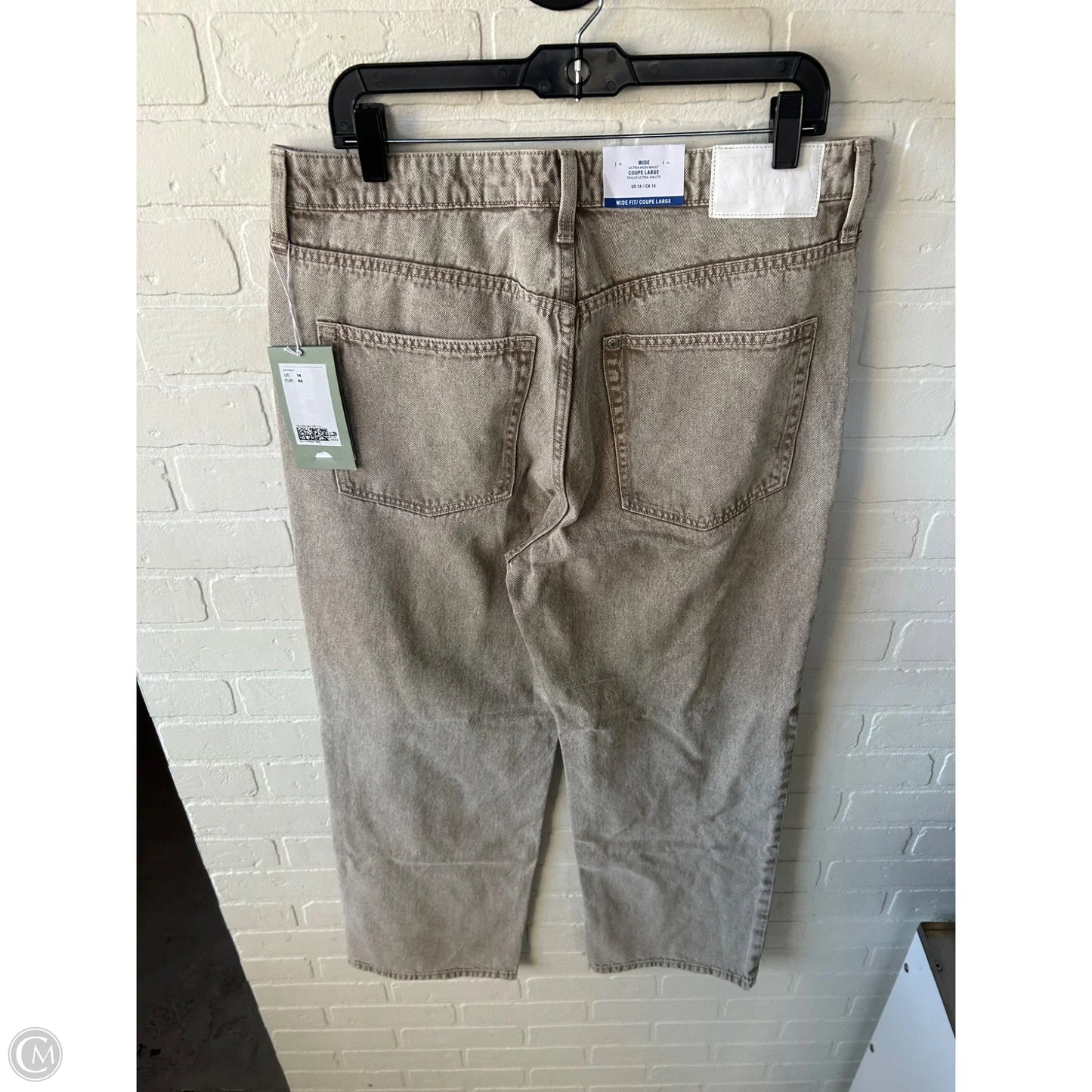 Jeans Wide Leg By H&m In Tan Denim, Size: 14