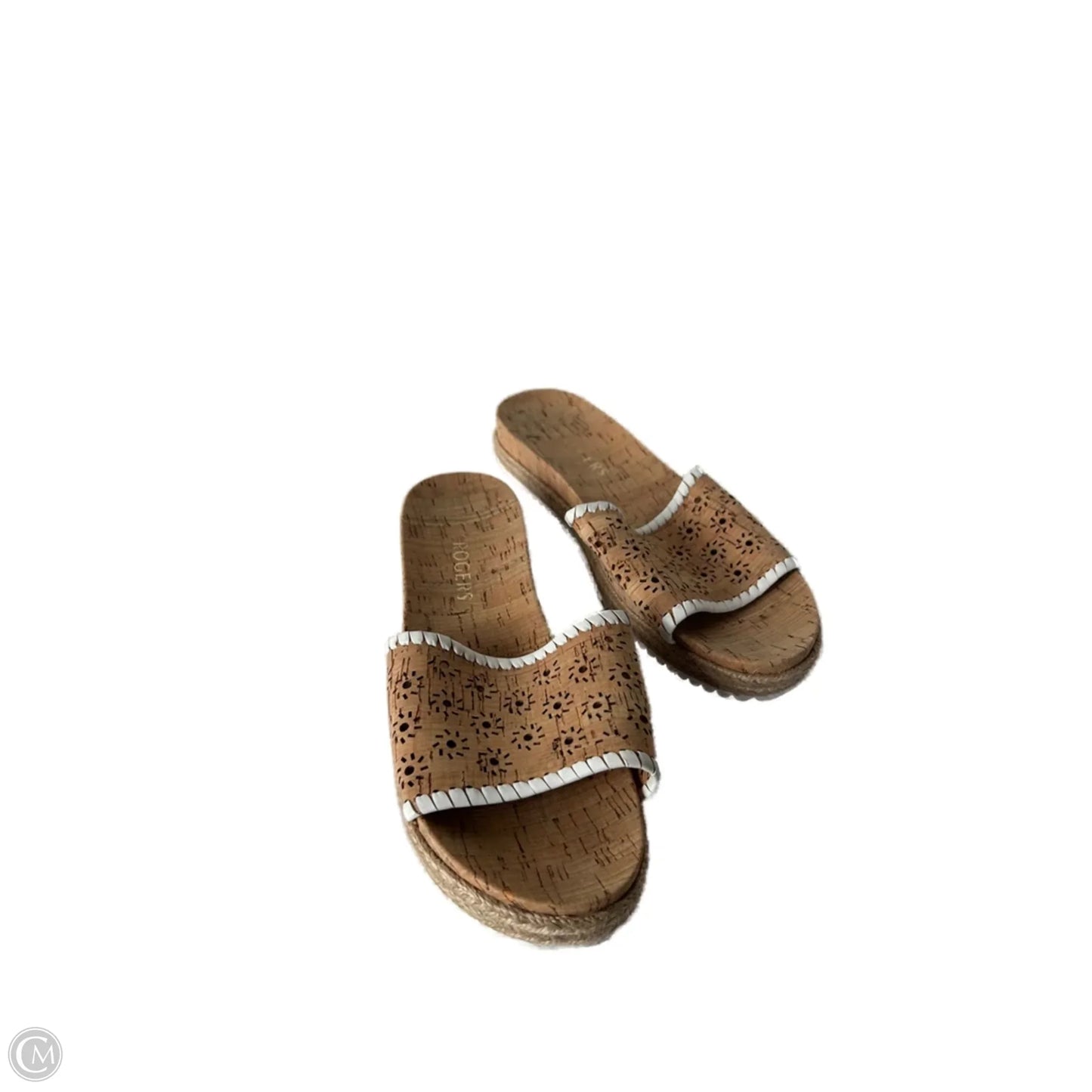 Sandals Flats By Jack Rogers In Tan & White, Size: 8