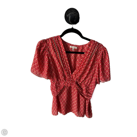 Top Short Sleeve By Max Studio In Red & White, Size: L