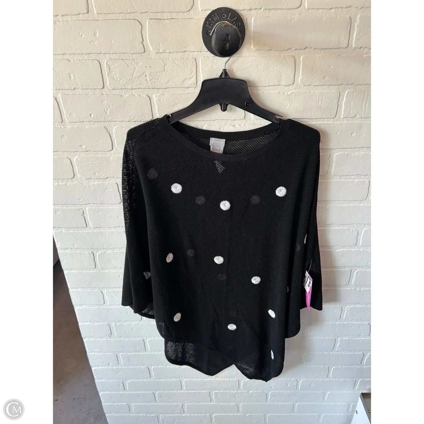 Poncho By Chicos In Black & White, Size: S