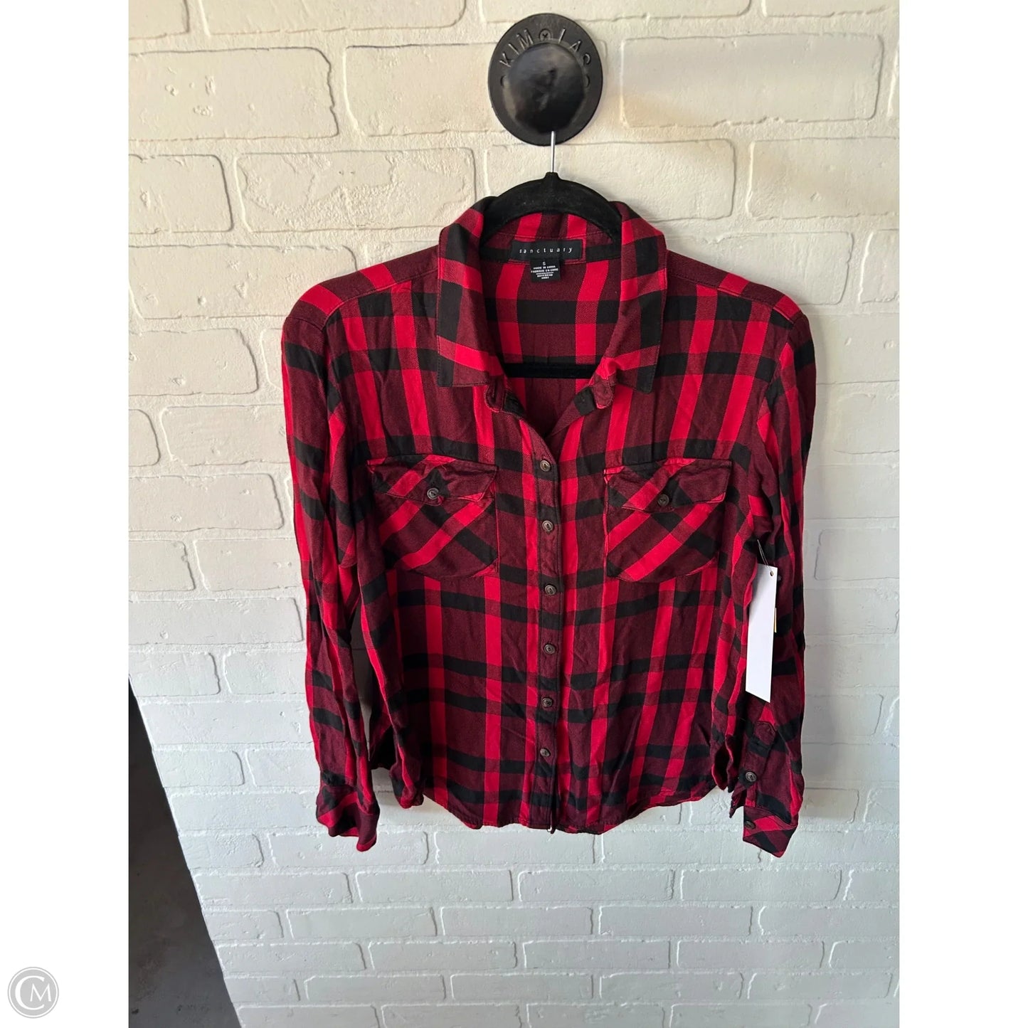 Top Long Sleeve By Sanctuary In Black & Red, Size: S