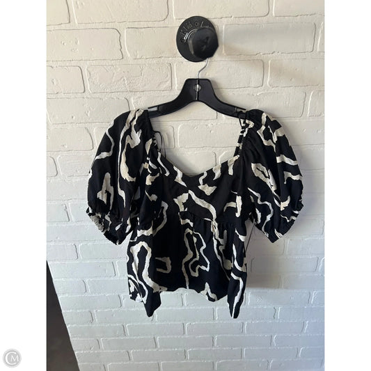 Top Short Sleeve By Nine West In Black & Brown, Size: M