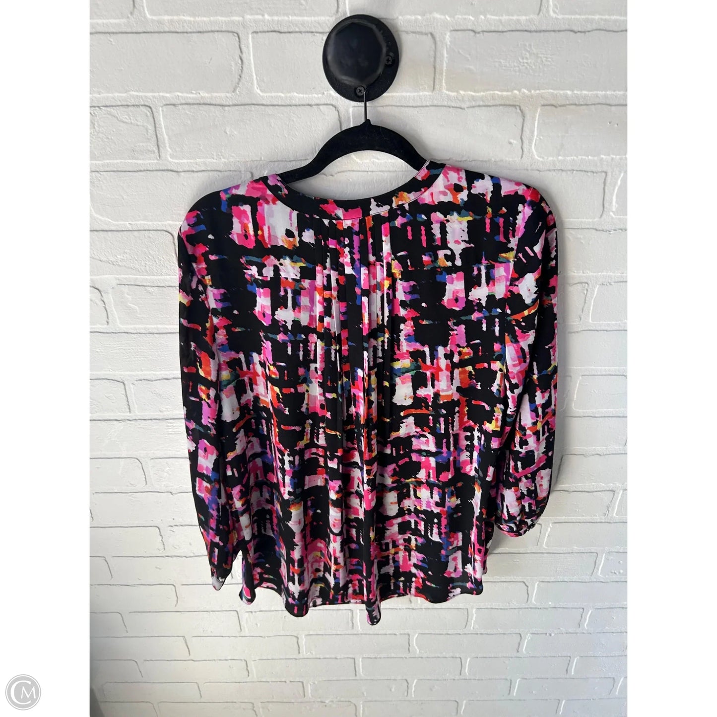 Top 3/4 Sleeve By Not Your Daughters Jeans In Black & Pink, Size: S