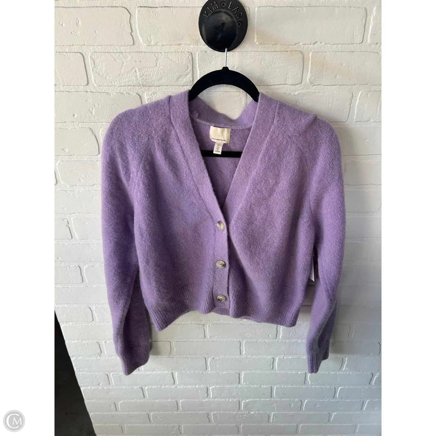 Sweater Cardigan By H&m In Purple, Size: L