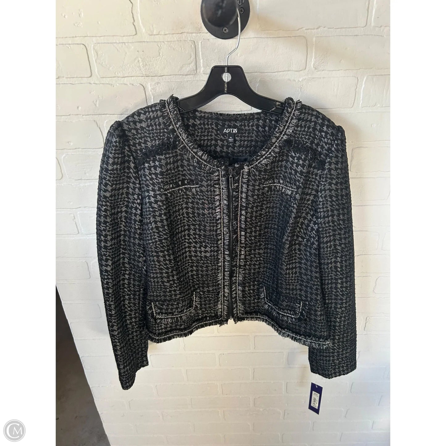 Blazer By Apt 9 In Black & Silver, Size: Xl
