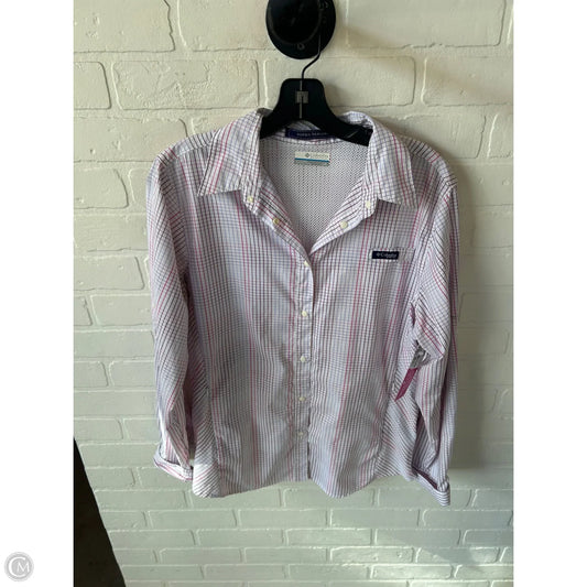 Top Long Sleeve By Columbia In Pink & White, Size: L