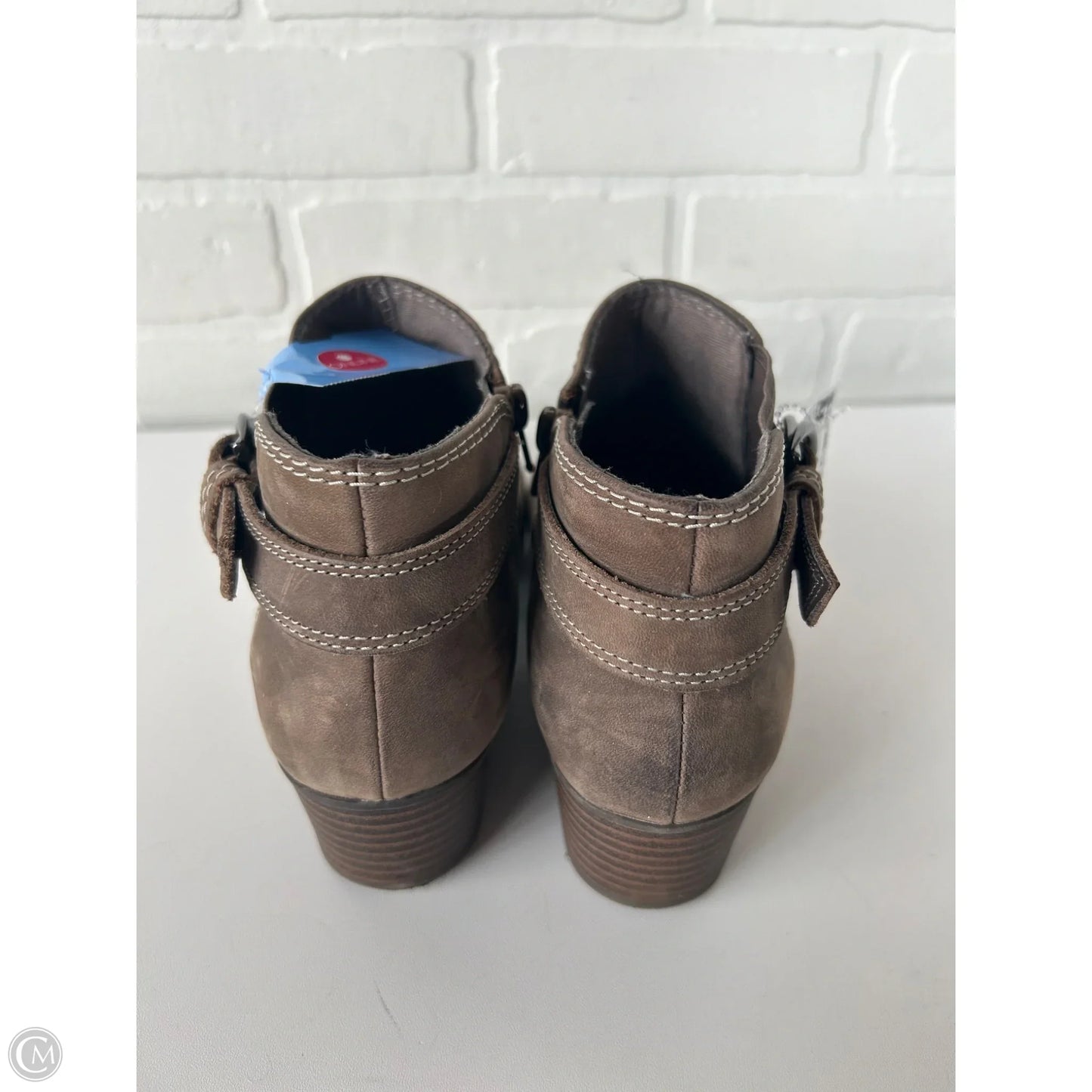 Boots Ankle Heels By Clarks In Brown, Size: 7