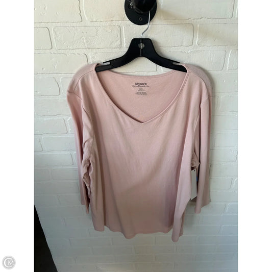 Top Long Sleeve Basic By Chicos In Pink, Size: Xxl