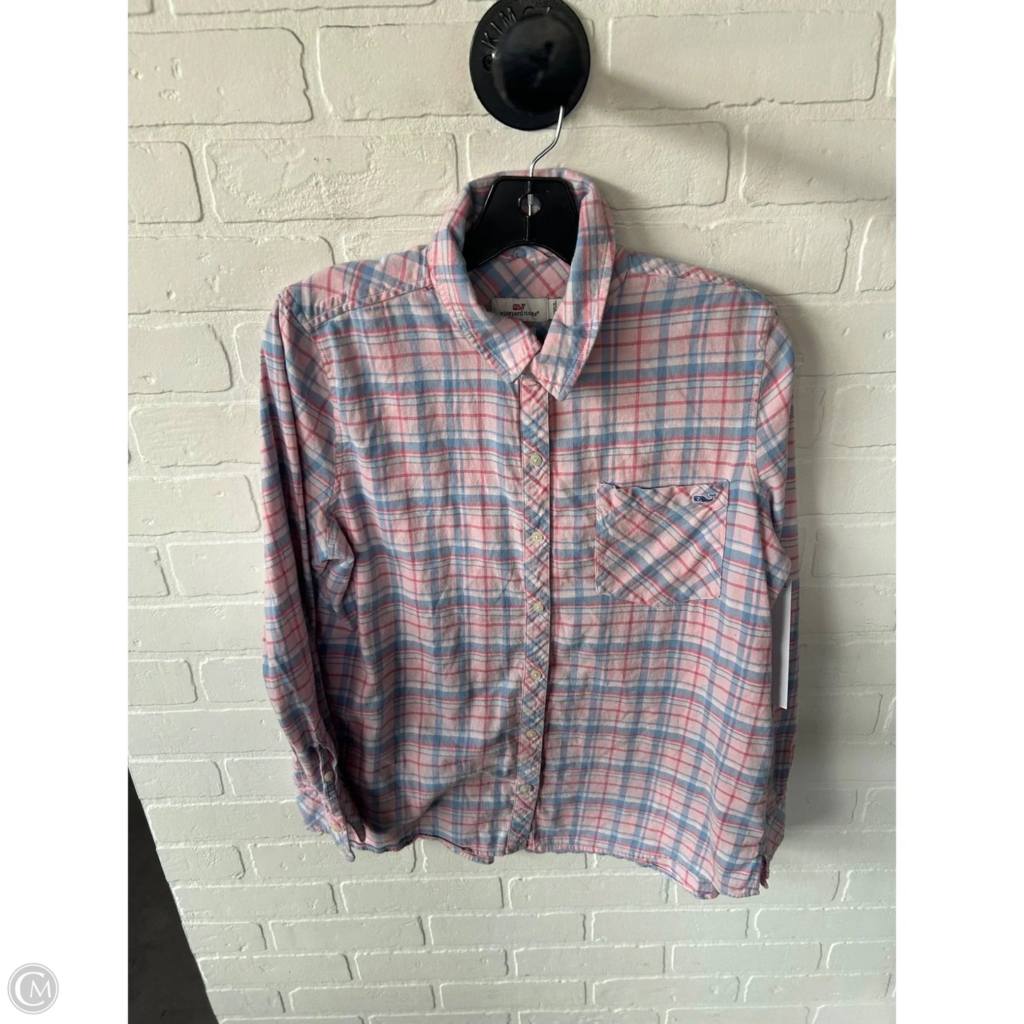 Top Long Sleeve By Vineyard Vines In Blue & Pink, Size: L