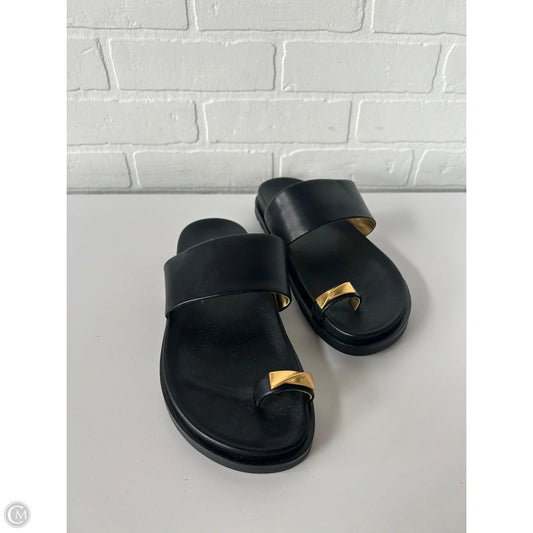 Sandals Flats By Donna Karan In Black & Gold, Size: 8.5