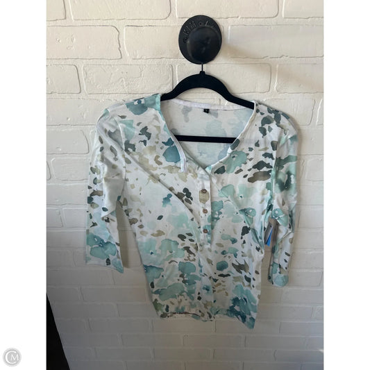 Top 3/4 Sleeve Basic By Cme In Green & White, Size: S