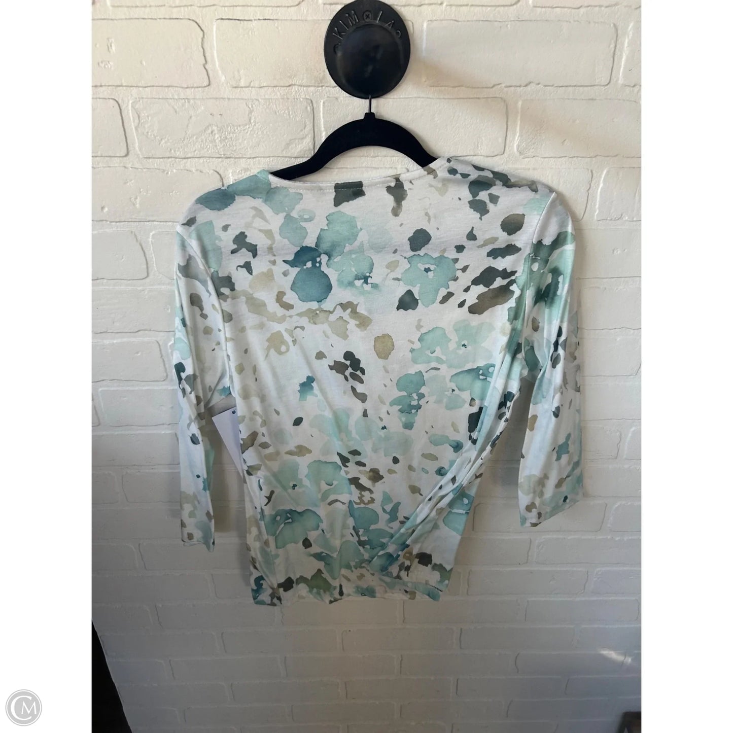 Top 3/4 Sleeve Basic By Cme In Green & White, Size: S