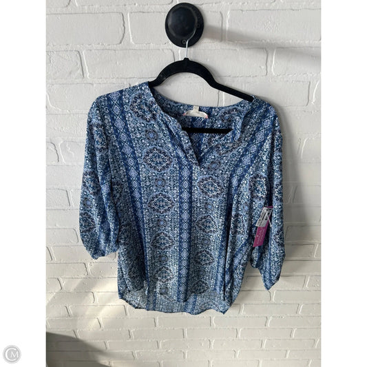 Top 3/4 Sleeve By Pink Rose In Blue, Size: M