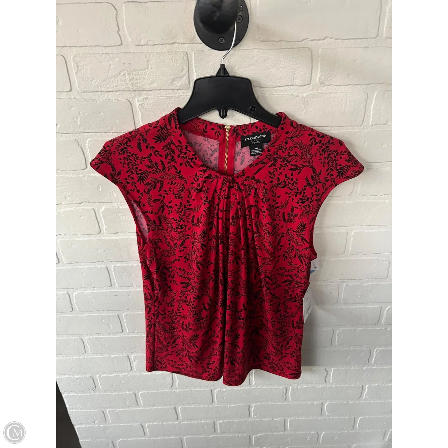 Top Short Sleeve By Liz Claiborne In Black & Red, Size: Mp