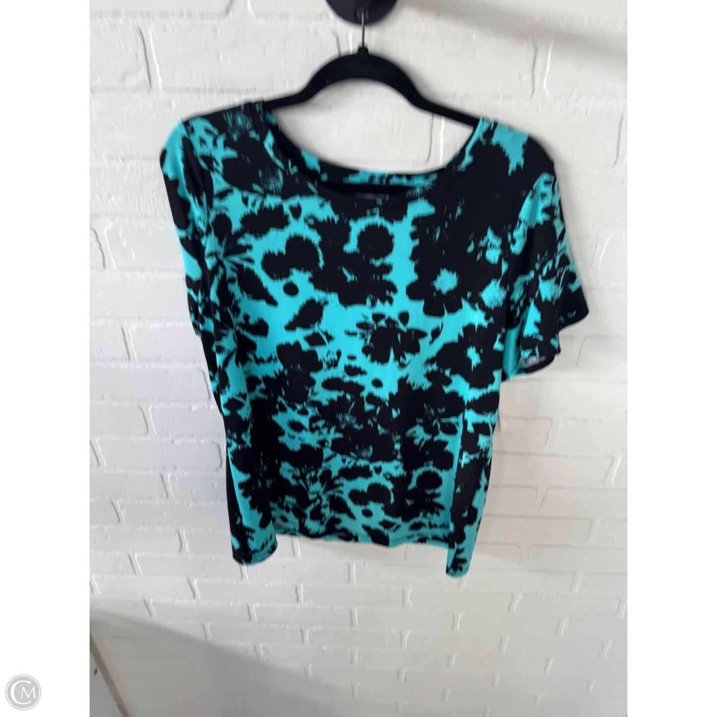 Top Short Sleeve By Worthington In Black & Blue, Size: M