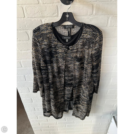 Top 2pc Long Sleeve By Kasper In Black & Gold, Size: Xl