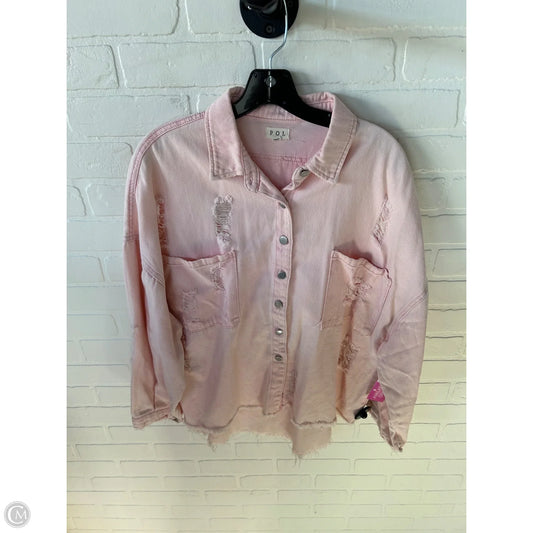 Jacket Denim By Pol In Pink Denim, Size: M
