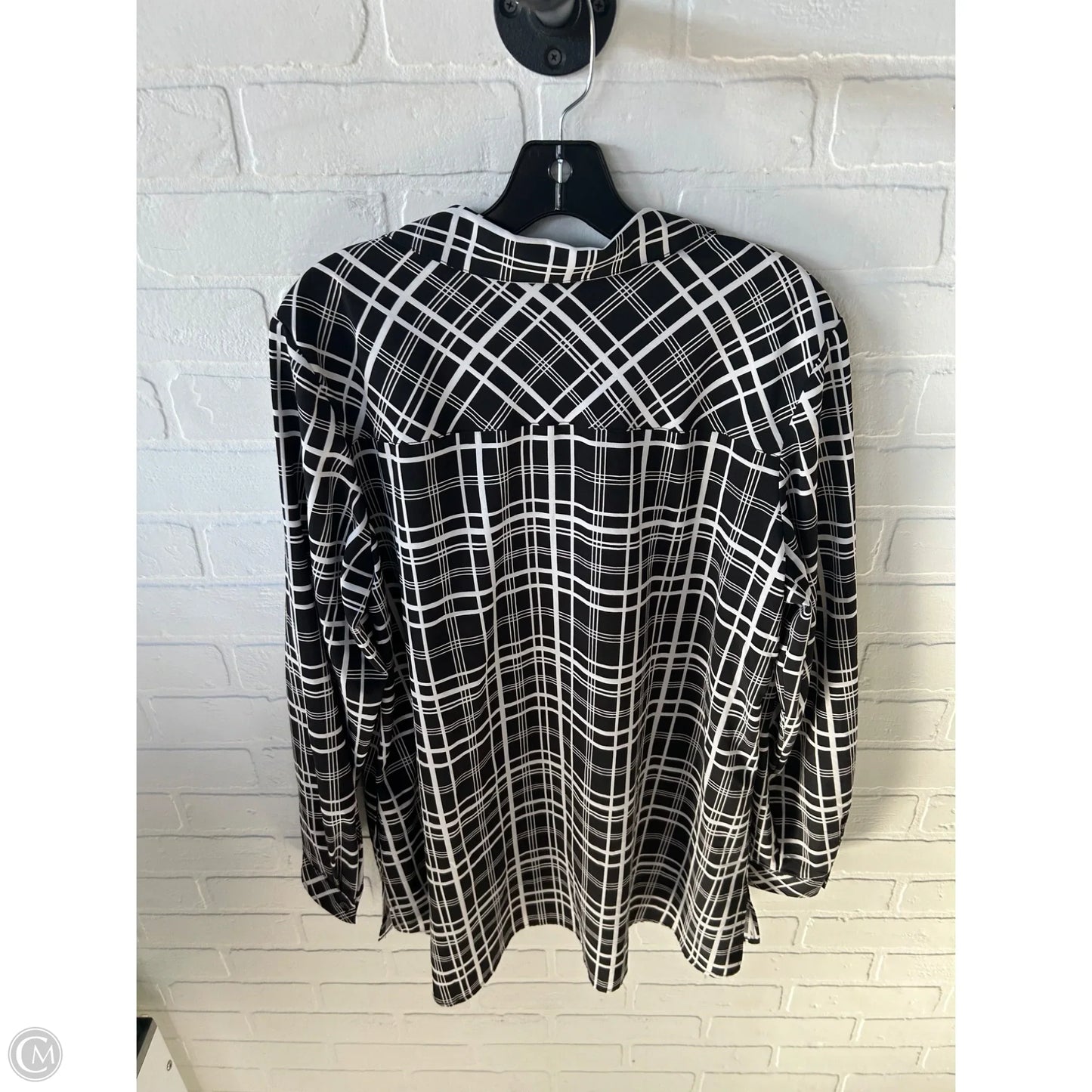 Top Long Sleeve By Susan Graver In Black & White, Size: L