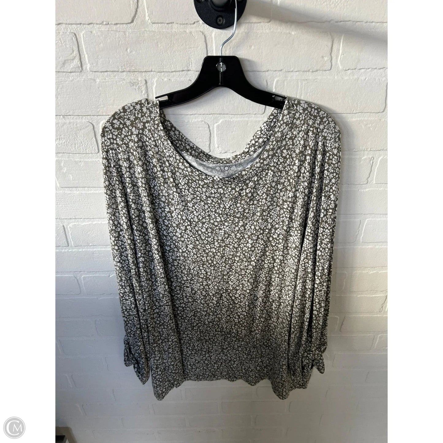 Top Long Sleeve By Loft In Green & White, Size: Xl