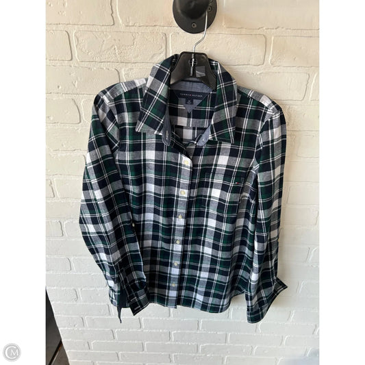 Top Long Sleeve By Tommy Hilfiger In Green & White, Size: S
