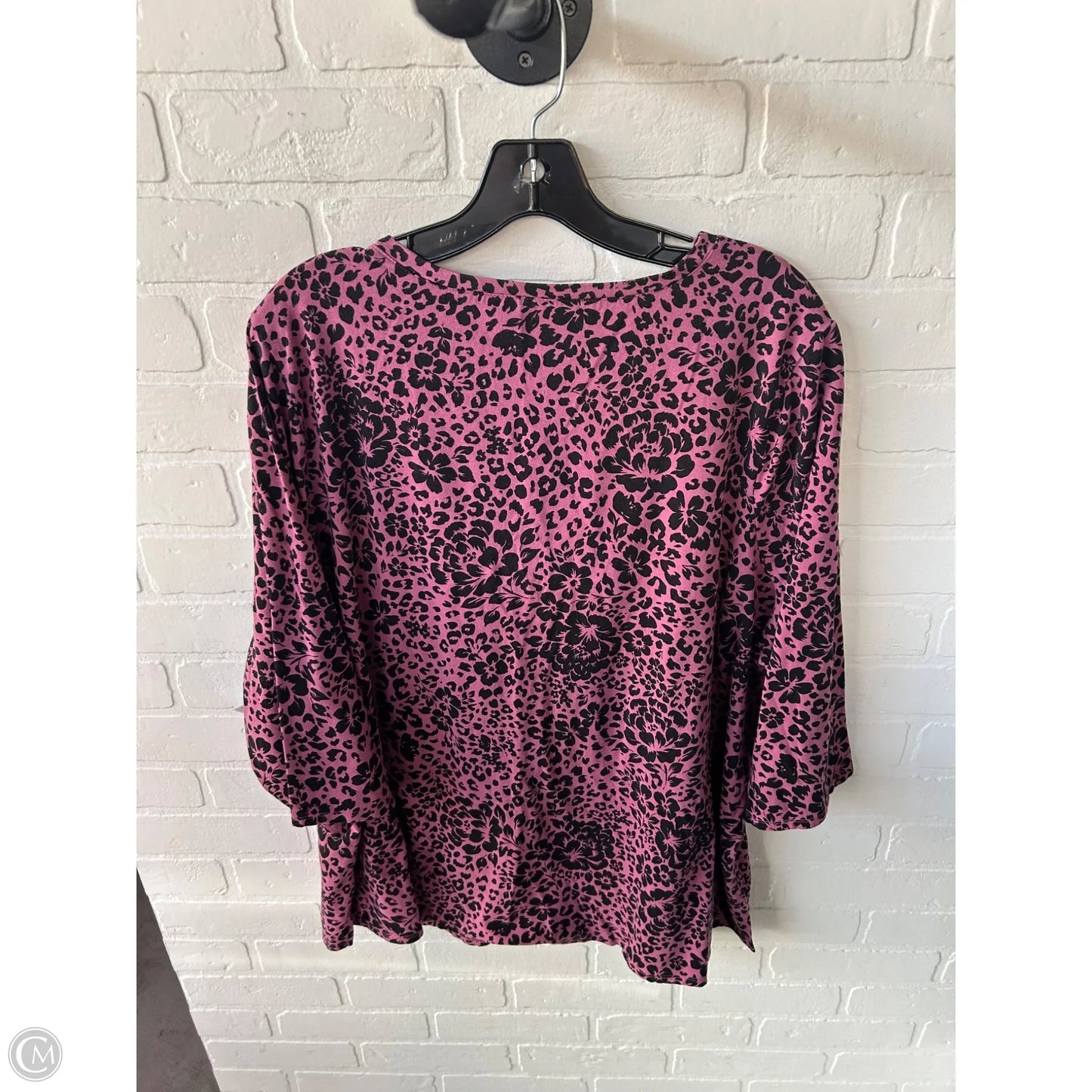 Top 3/4 Sleeve Basic By Belle By Kim Gravel In Black & Pink, Size: 3x
