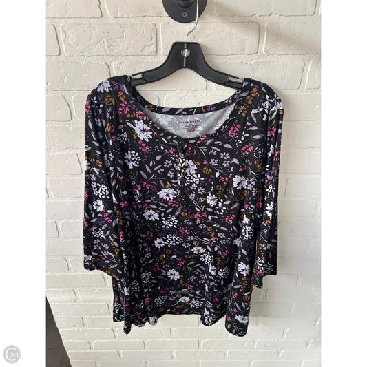 Top Short Sleeve By Lane Bryant In Black & Purple, Size: 3x