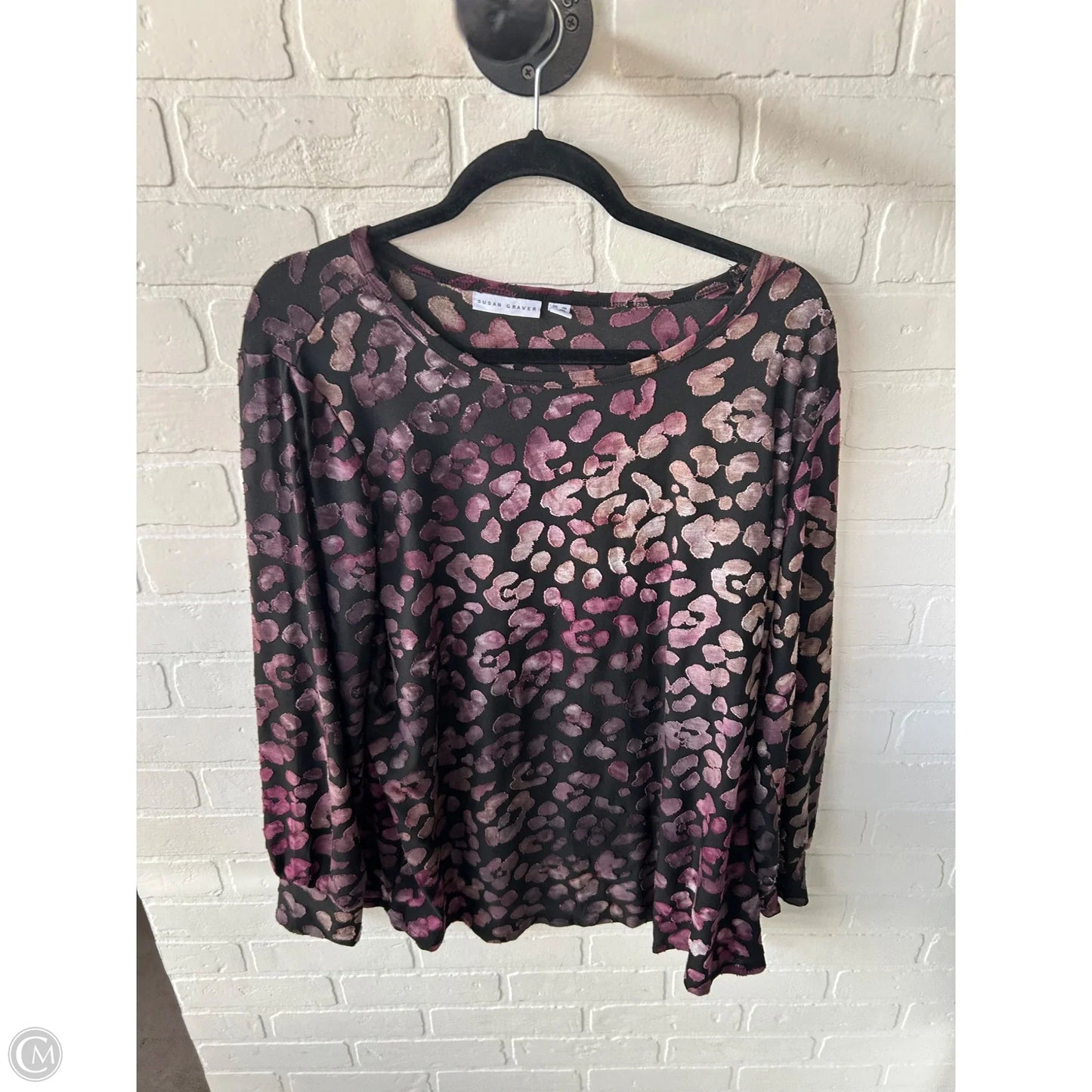 Top Long Sleeve By Susan Graver In Black & Purple, Size: 2x