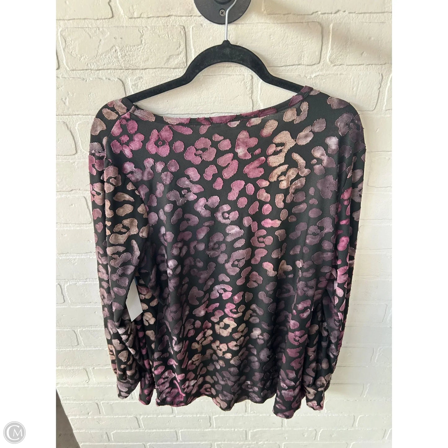 Top Long Sleeve By Susan Graver In Black & Purple, Size: 2x