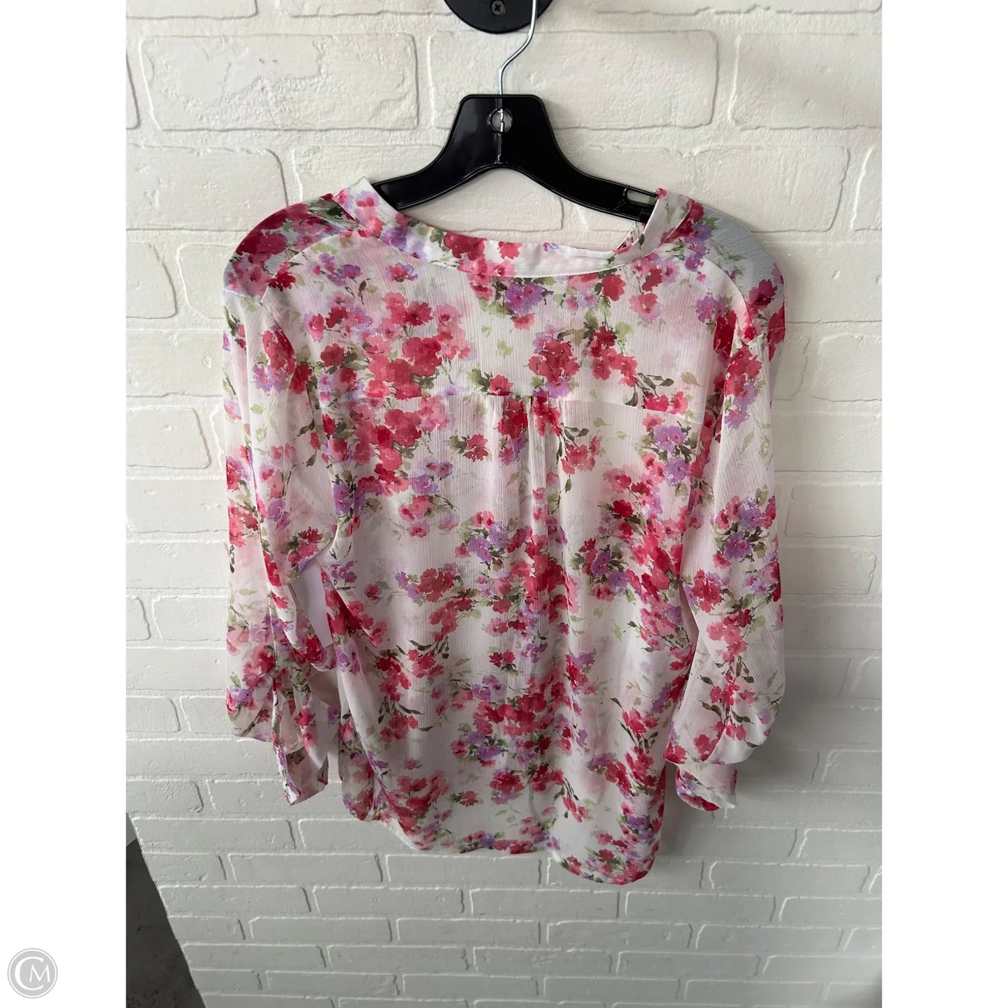 Top 3/4 Sleeve By Kut In Pink & White, Size: M