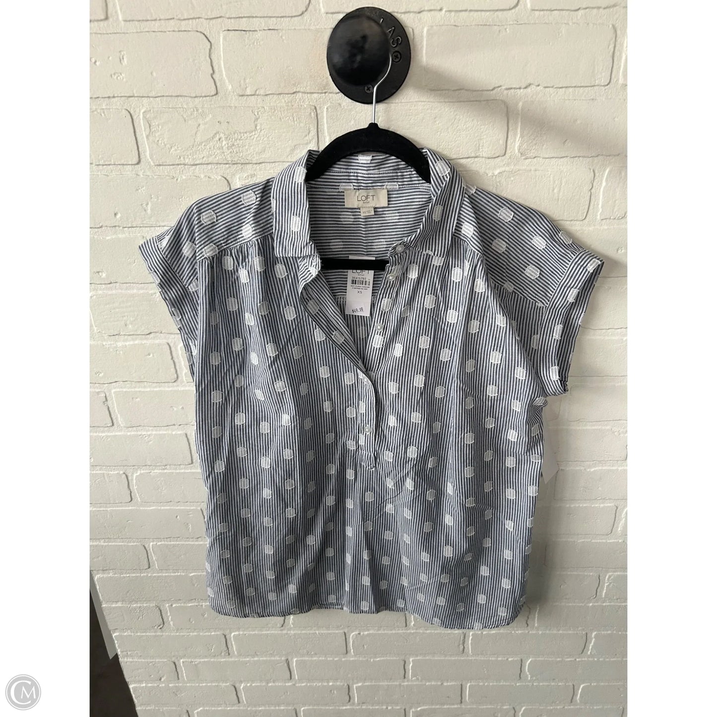 Top Short Sleeve By Loft In Blue & White, Size: Xs