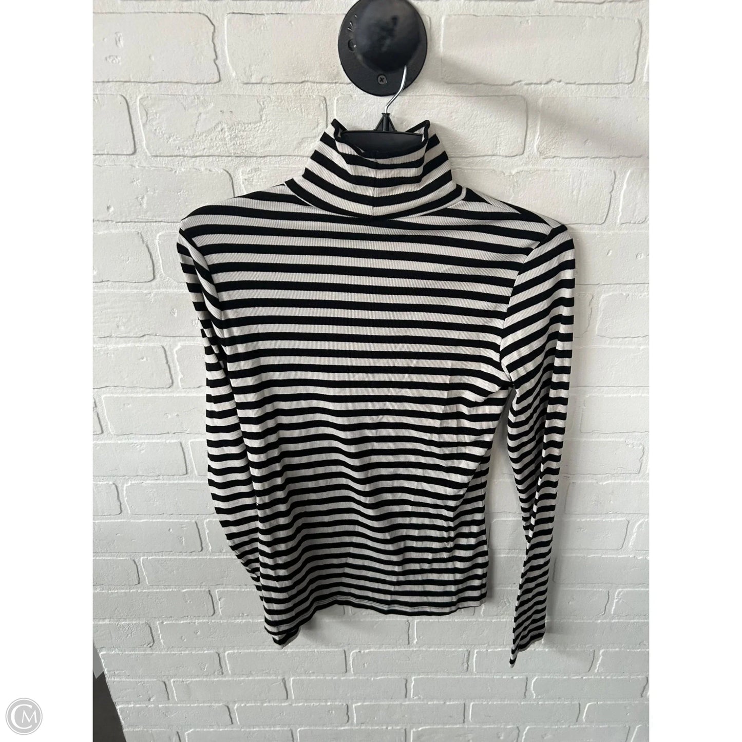 Top Long Sleeve By H&m In Black & Cream, Size: M