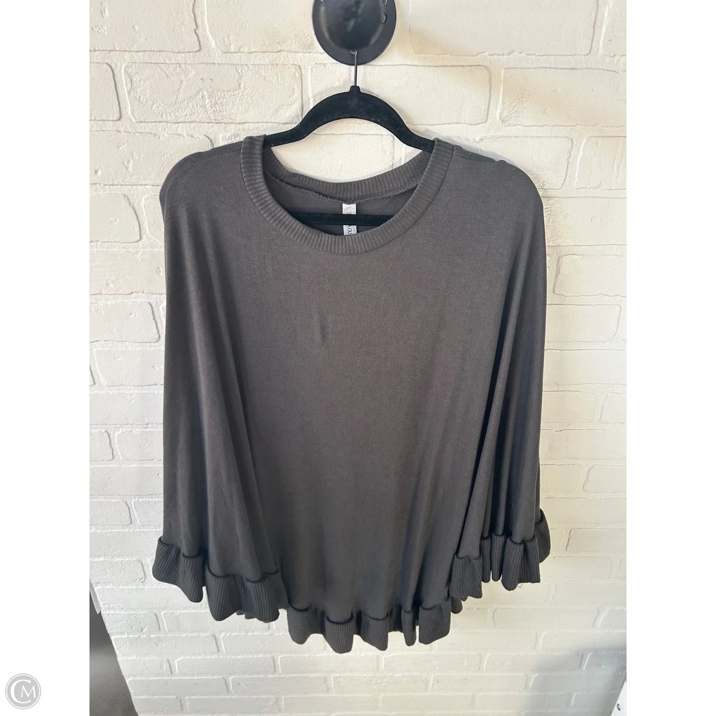 Poncho By Zenana Outfitters In Grey, Size: L