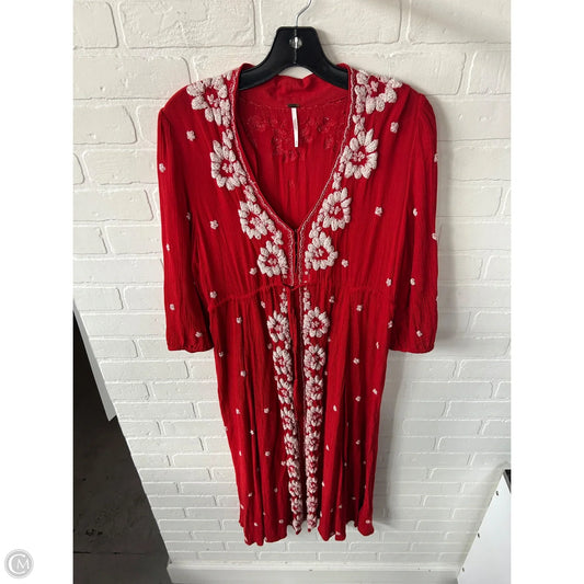 Dress Casual Midi By Free People In Red & White, Size: M