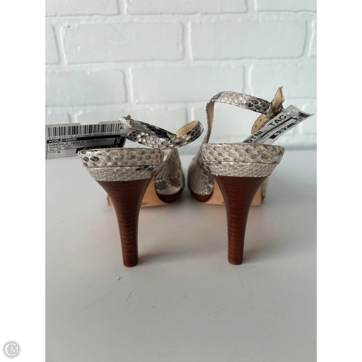 Sandals Heels Stiletto By Cole-haan In Snakeskin Print, Size: 9