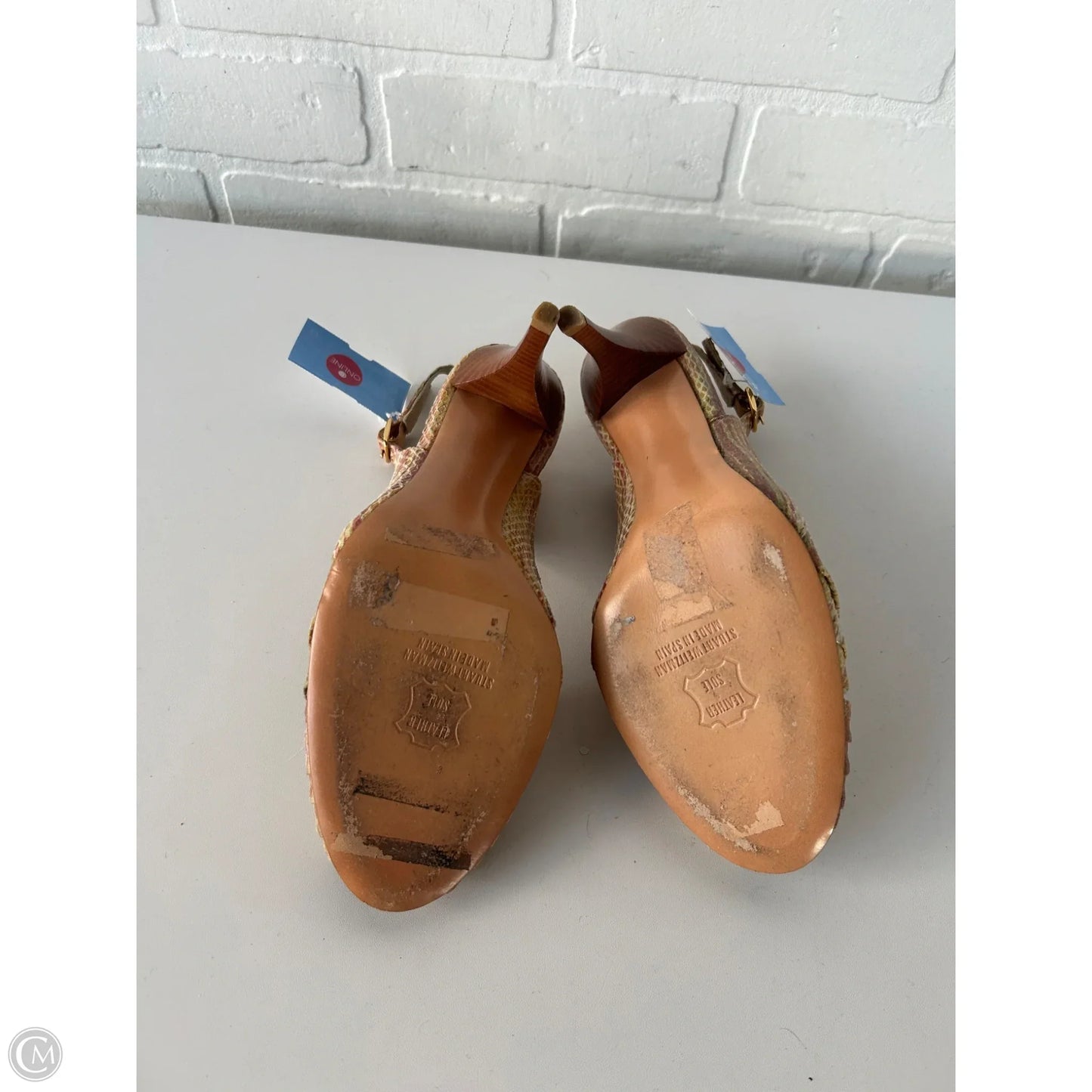 Sandals Designer By Stuart Weitzman In Red & Yellow, Size: 9