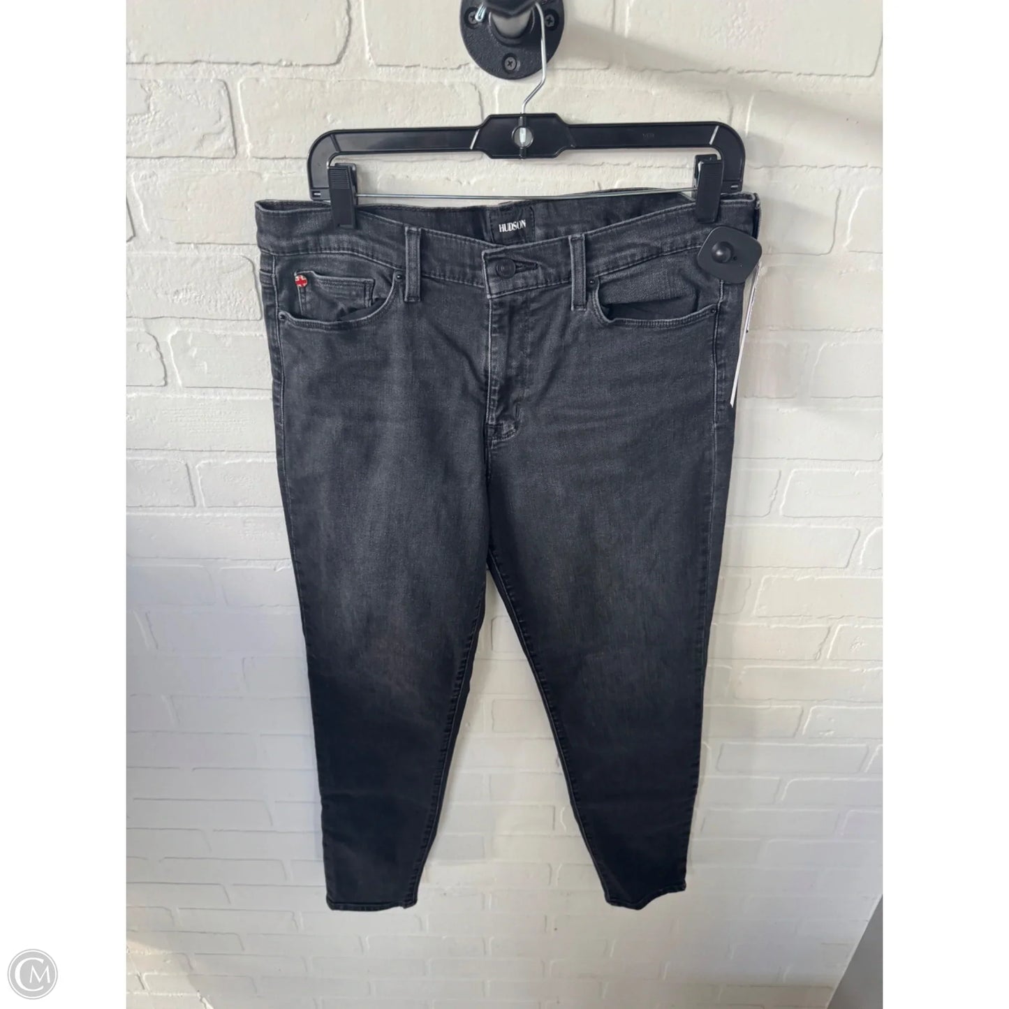 Jeans Skinny By Hudson In Black Denim, Size: 14