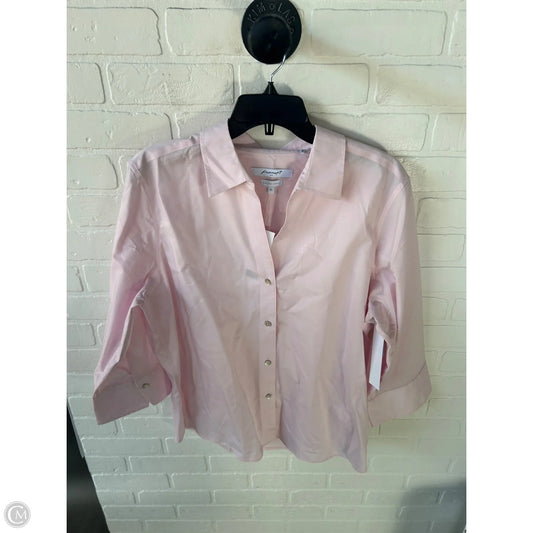 Top Long Sleeve By Foxcroft In Pink, Size: Xl