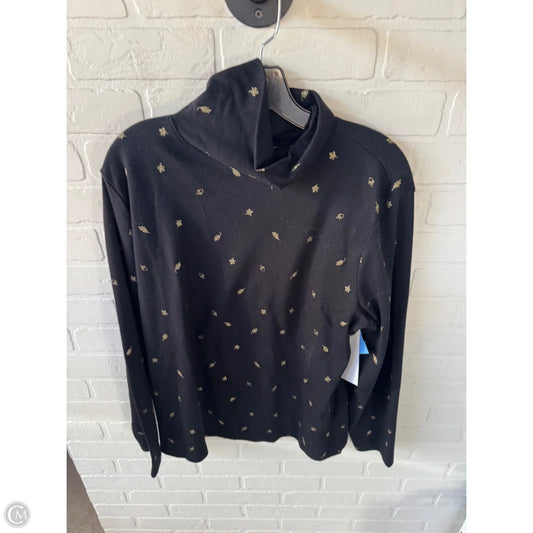 Top Long Sleeve By Karen Scott In Black & Gold, Size: Xl