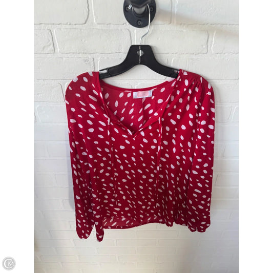 Top Long Sleeve By Clothes Mentor In Red & White, Size: M